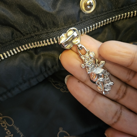 Vintage ED HARDY Mermaid Bomber Jacket w Fur Hood - Picture 5 of 6